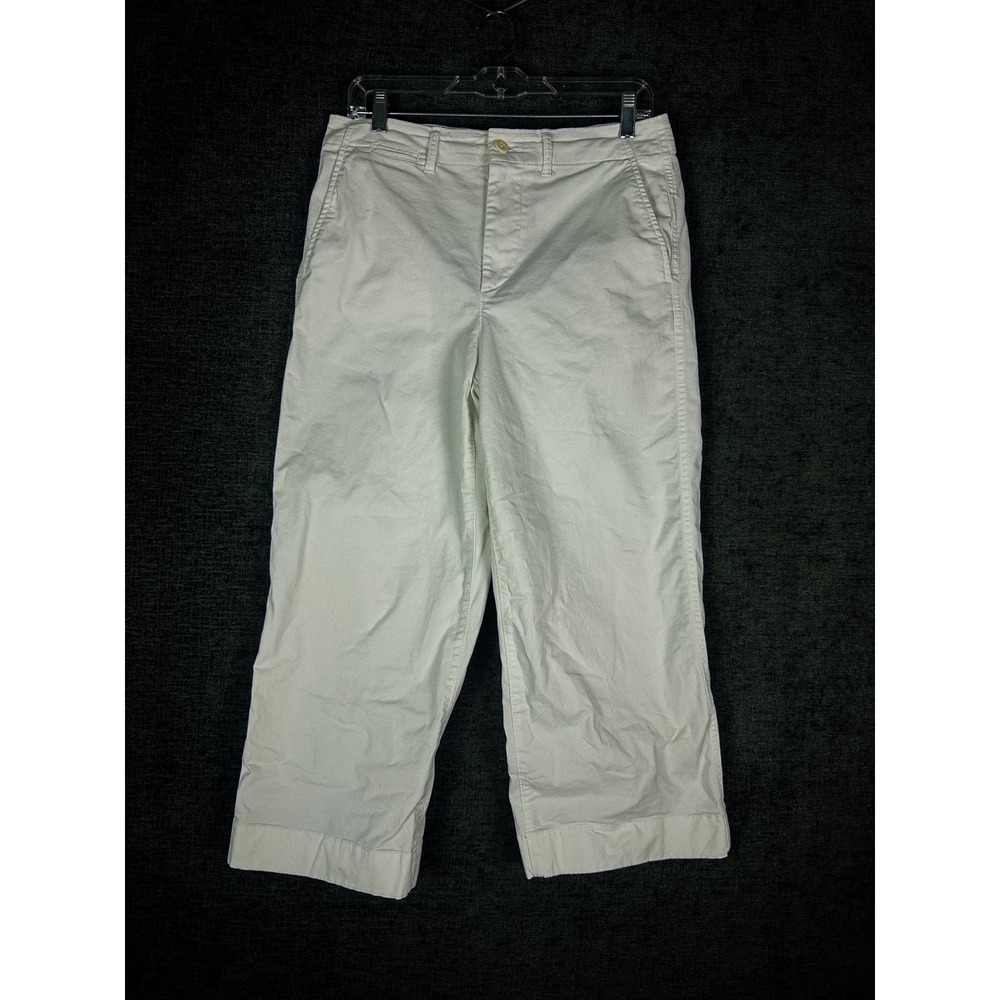 Polo Ralph Lauren Cropped‎ Capri Chino Pants Womens 8 White Cotton Cuffed Preppy